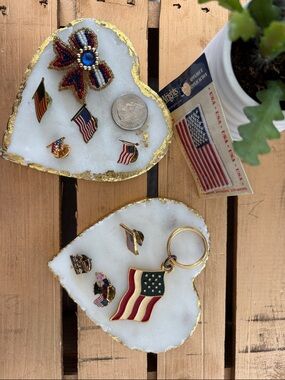 Assorted Vintage American Flag Pins, Keychain & Patch